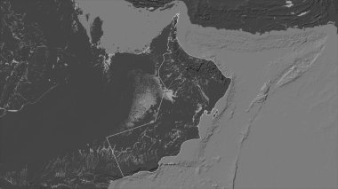 Umman, gölleri ve nehirleri olan çift seviyeli bir yükseklik haritasında özetlenmiştir.