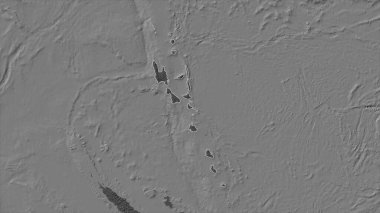 Vanuatu, gölleri ve nehirleri olan çift seviyeli bir yükseklik haritasında özetlenmiştir.