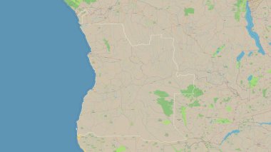 Angola bir topografik, OSM standart biçim haritasında özetlenmiştir