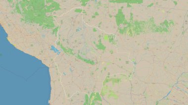 Bolivya bir topografik, OSM standart biçim haritasında özetlenmiştir