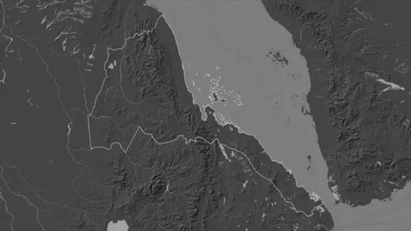 Eritrea Esbozado Mapa Elevación Bilevel Con Lagos Ríos — Foto de Stock