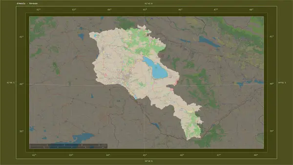 Armenia Destacó Mapa Topográfico Estilo Estándar Osm Con Punto Capital — Foto de Stock
