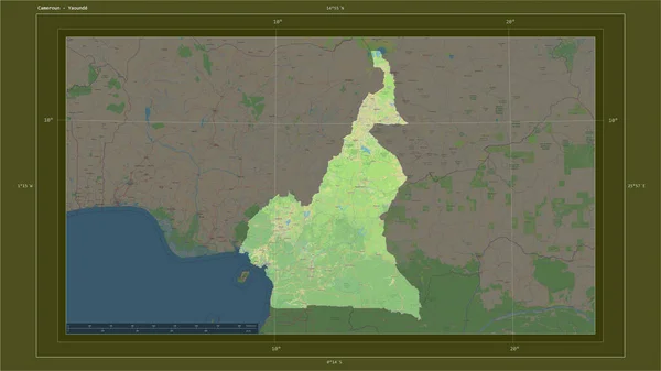 Camerún Resaltado Mapa Topográfico Estilo Estándar Osm Con Punto Capital — Foto de Stock