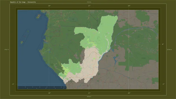 República Del Congo Destaca Mapa Topográfico Estilo Estándar Osm Con — Foto de Stock