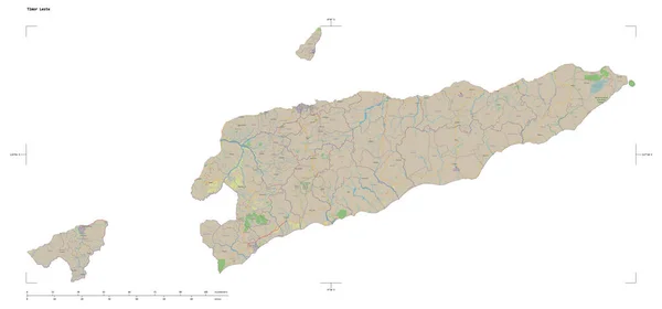 Forma Mapa Topográfico Estilo Estándar Osm Del Timor Oriental Con — Foto de Stock