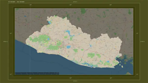 Salvador Destaca Mapa Topográfico Estilo Estándar Osm Con Punto Capital — Foto de Stock