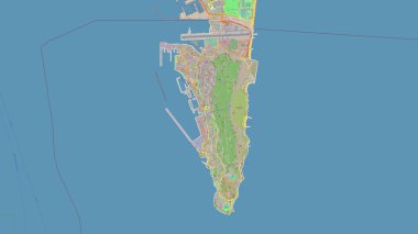 Gibraltar bir topografik, OSM standart biçim haritasında özetlenmiştir