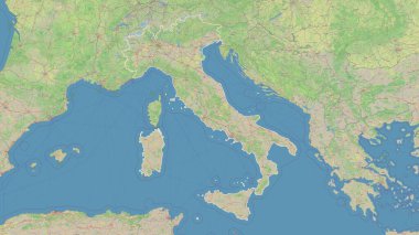 İtalya bir topoğrafik, OSM standart biçim haritasında özetlendi