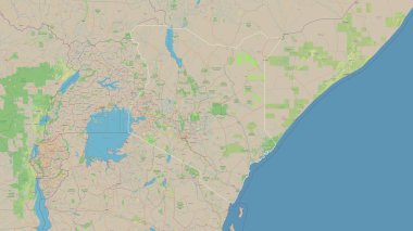 Kenya bir topografik, OSM standart biçim haritasında özetlendi