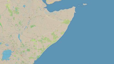 Somali bir topografik, OSM standart biçim haritasında özetlenmiştir