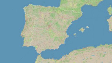 İspanya bir topografik, OSM standart biçim haritasında özetlenmiştir