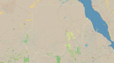 Sudan bir topografik, OSM standart biçim haritasında özetlendi