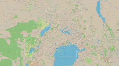 Uganda bir topografik, OSM standart biçim haritasında özetlendi