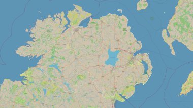 Kuzey İrlanda bir topografik, OSM standart biçim haritasında özetlenmiştir