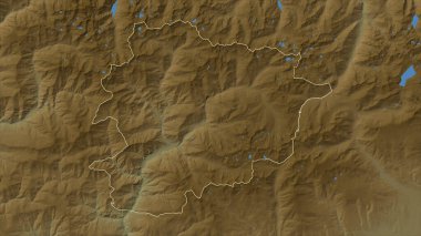 Andorra gölleri ve nehirleri olan renkli bir yükseklik haritasında özetlenmiştir.