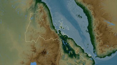 Eritre gölleri ve nehirleri olan renkli bir yükseklik haritasında özetlenmiştir.