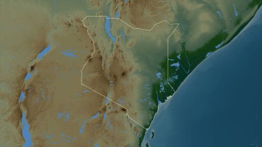 Kenya gölleri ve nehirleri olan renkli bir yükseklik haritasında özetlenmiştir.