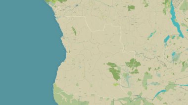 Angola bir topoğrafik, OSM İnsani Stil haritasında özetlenmiştir.