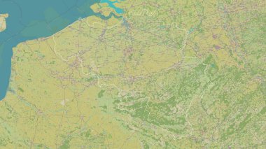 Belçika bir topoğrafi, OSM İnsani Stil haritasında özetlenmiştir.