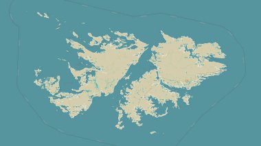 Falkland Adaları, OSM İnsani Yardım Stili bir haritada özetlenmiştir.