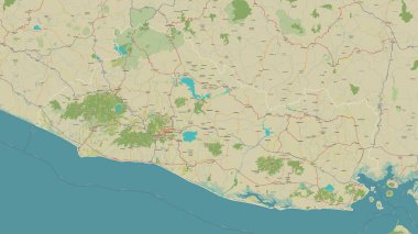 El Salvador bir topoğrafi, OSM İnsani Stil haritasında özetlendi