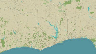 Gana bir topoğrafi, OSM İnsani Stil haritasında özetlendi