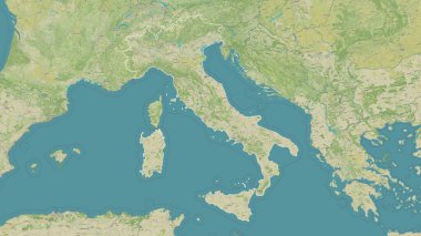 İtalya bir topoğrafi, OSM İnsani Stil haritasında özetlendi
