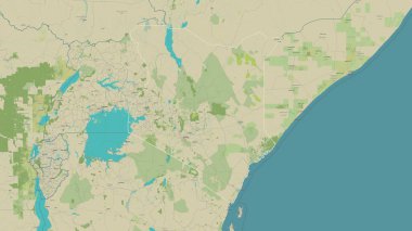 Kenya bir topoğrafi, OSM İnsani Stil haritasında özetlendi