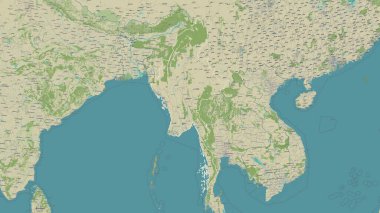 Myanmar bir topoğrafik, OSM İnsani Stil haritasında ana hatlarını çizdi