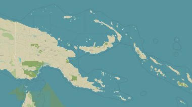 Papua Yeni Gine bir topoğrafik, OSM İnsani Stil haritasında özetlendi