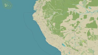 Peru bir topoğrafi, OSM İnsani Stil haritasında özetlendi