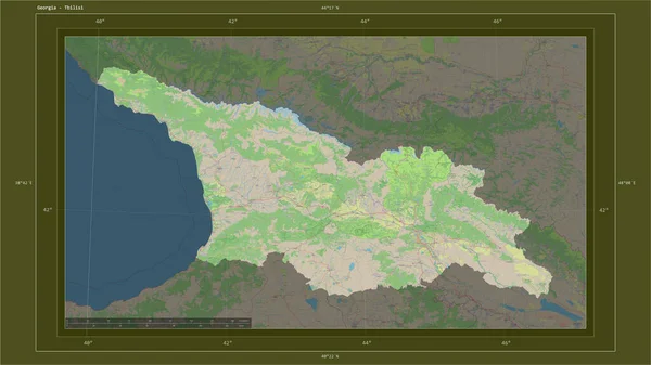 Georgia Destacó Mapa Topográfico Estilo Estándar Osm Con Punto Capital — Foto de Stock