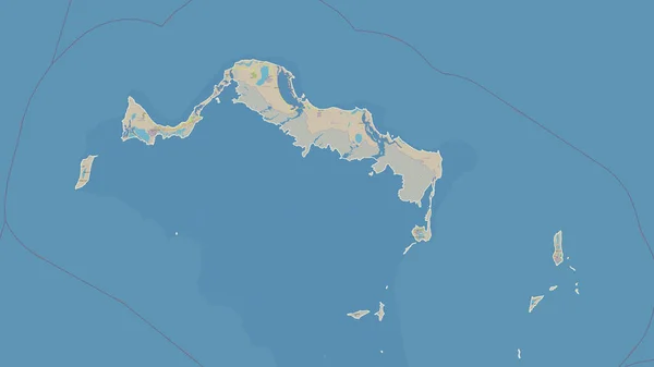 stock image Turks and Caicos Islands outlined on a topographic, OSM standard style map