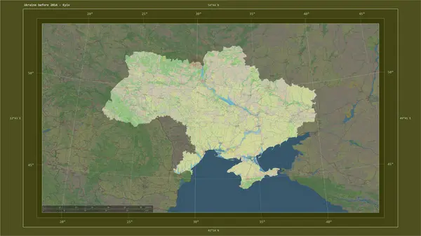 Ucrania Antes 2014 Destacó Mapa Topográfico Estilo Estándar Osm Con — Foto de Stock