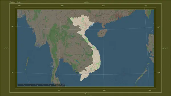 Vietnam Destacó Mapa Topográfico Estilo Estándar Osm Con Punto Capital — Foto de Stock