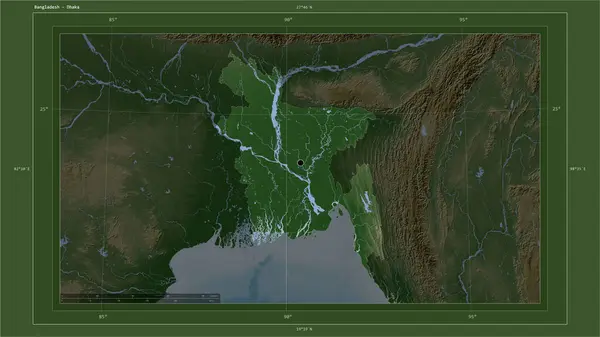 Bangladesh Destaca Mapa Elevación Color Pálido Con Lagos Ríos Mapa — Foto de Stock