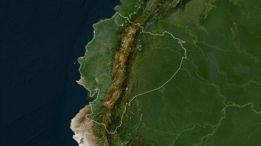 Ekvador düşük çözünürlüklü uydu haritasında özetlendi