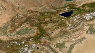 Kırgızistan düşük çözünürlüklü uydu haritasında özetlendi
