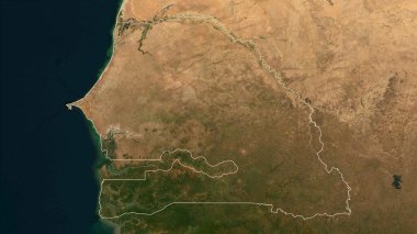 Senegal düşük çözünürlüklü bir uydu haritasında özetlendi