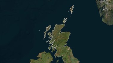 İskoçya - Büyük Britanya düşük çözünürlüklü uydu haritasında özetlendi
