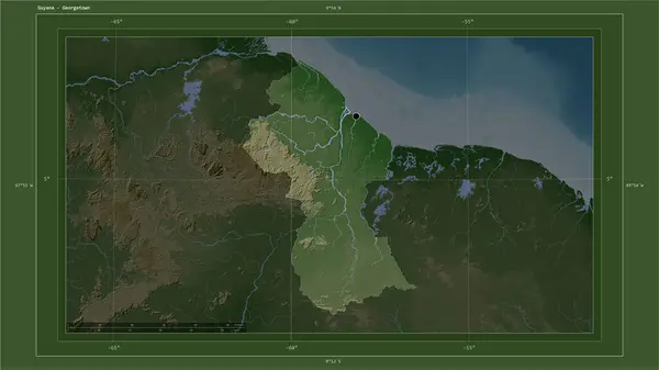 Guyana Destaca Mapa Elevación Color Pálido Con Lagos Ríos Mapa — Foto de Stock