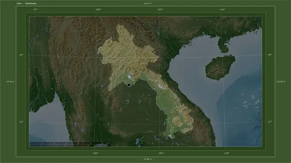 Laos Destaca Mapa Elevación Color Pálido Con Lagos Ríos Mapa — Foto de Stock