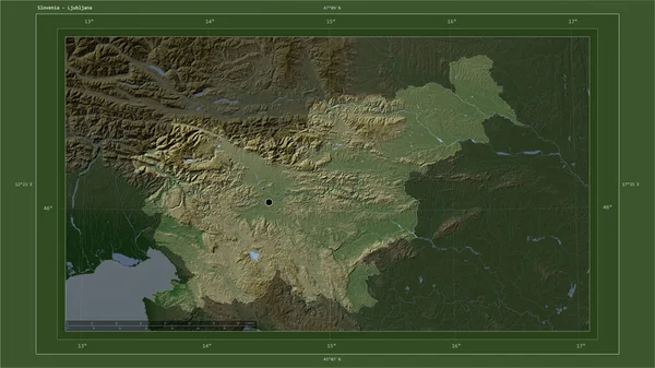 Eslovenia Destaca Mapa Elevación Color Pálido Con Lagos Ríos Mapa — Foto de Stock