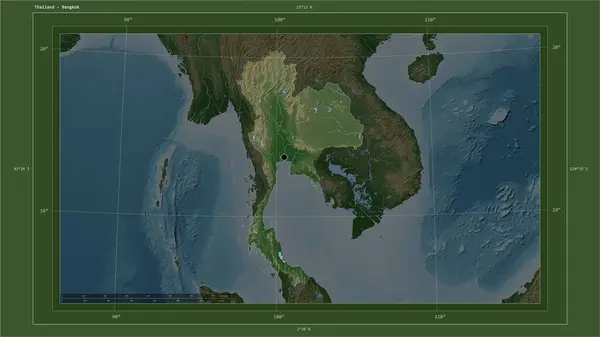 Tailandia Destaca Mapa Elevación Color Pálido Con Lagos Ríos Mapa — Foto de Stock