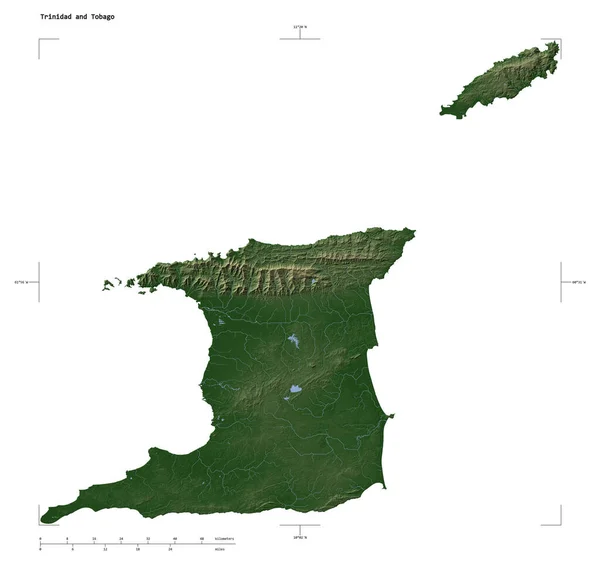 Forma Mapa Elevación Color Pálido Con Lagos Ríos Trinidad Tobago — Foto de Stock