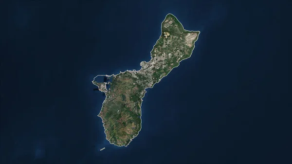 stock image Guam - USA outlined on a low resolution satellite map