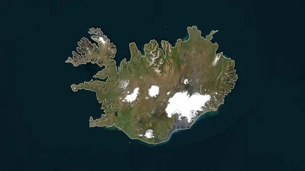 stock image Iceland outlined on a low resolution satellite map