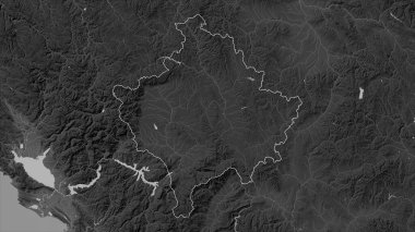Kosova, göller ve nehirlerle dolu bir Gri Ölçekli yükselme haritasında yer aldı
