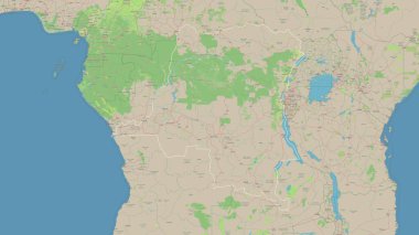 Demokratik Kongo Cumhuriyeti, bir topoğrafi, OSM Almanya tarzı haritada özetlendi