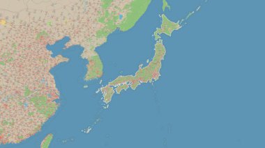 Japonya bir topoğrafik, OSM Almanya tarzı haritada özetlendi